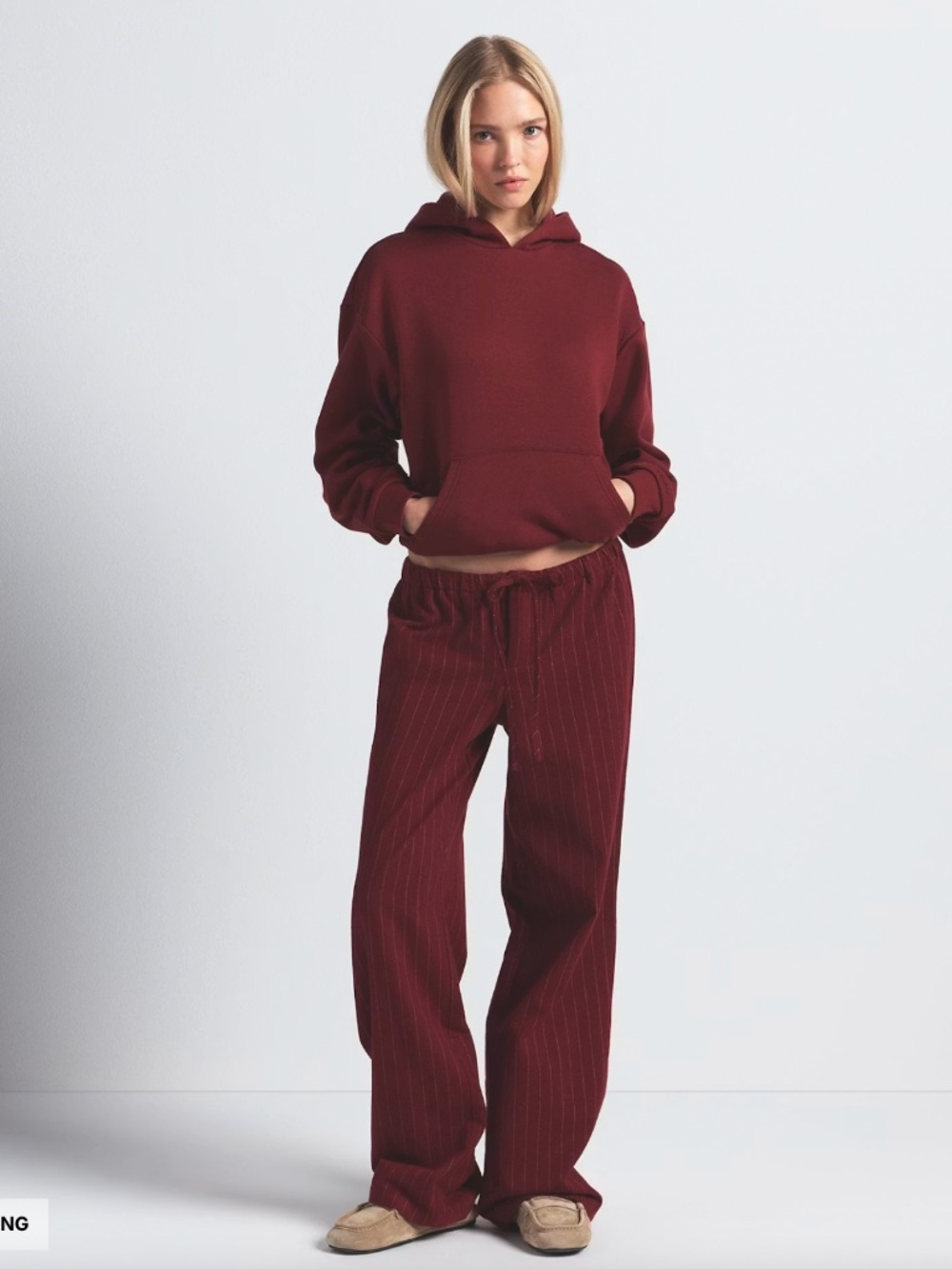 NWT SKIMS Burgundy Cotton Fleece Classic Hoodie - Size Medium